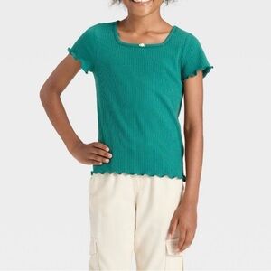 Green Kids Ribbed Top